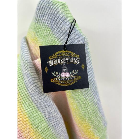 WHISKEY KISS Boutique Pastel Rainbow Knit Halter Bodycon Dress - Picture 6 of 9